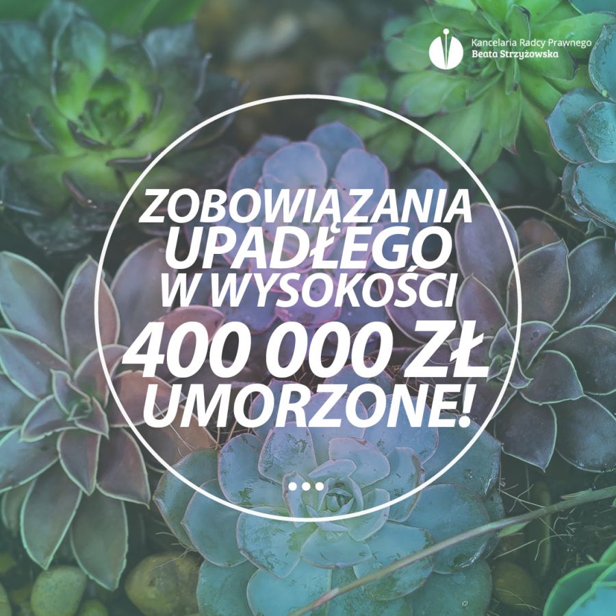 ZOBOWIĄZANIA UPADŁEGO W WYSOKOŚCI 400 000 ZŁ UMORZONE!